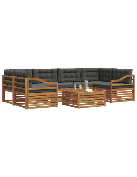 Set di divani da esterno con cuscino 7 pcs Naturale e Antracite