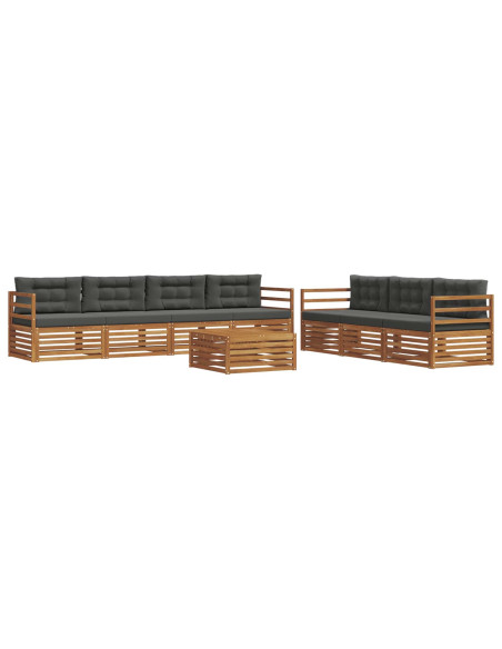 Set di divani da esterno con cuscino 8 pcs Naturale e Antracite