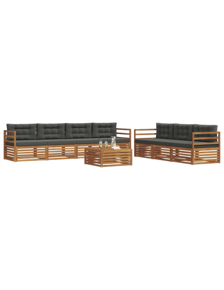Set di divani da esterno con cuscino 8 pcs Naturale e Antracite