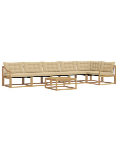 Set di divani da esterno 7 pcs Bianco e Beige 79 x 79 x 37 cm 2