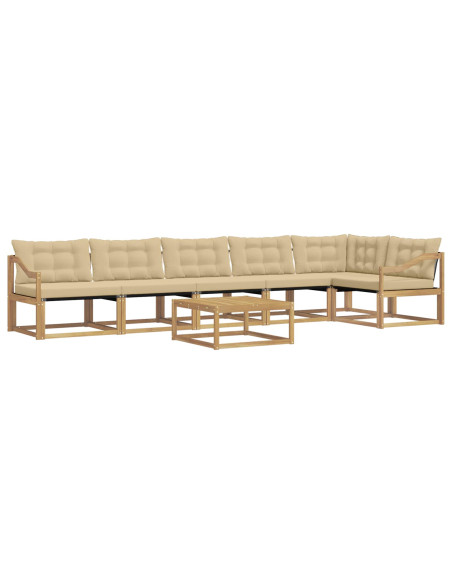 Set di divani da esterno 7 pcs Bianco e Beige 79 x 79 x 37 cm