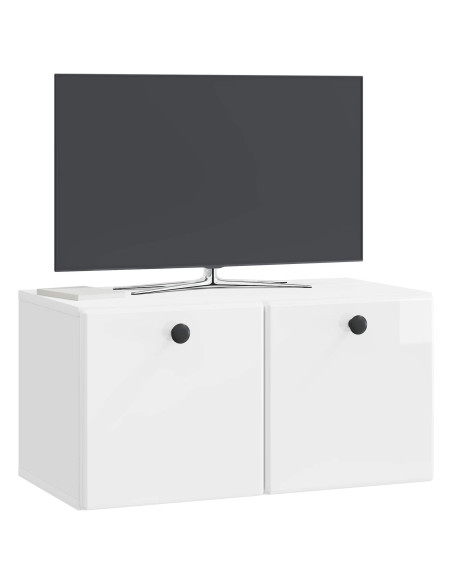 Mobile Porta TV da Muro Bianco Lucido 59,5 x 31 x 30 cm