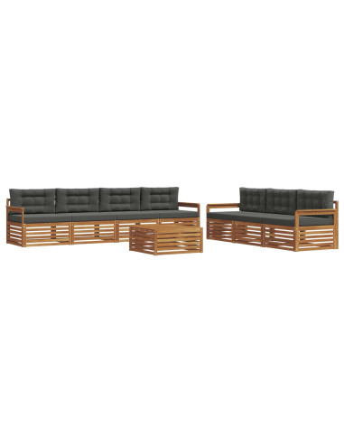Set di divani da esterno con cuscino 8 pcs Naturale e Antracite