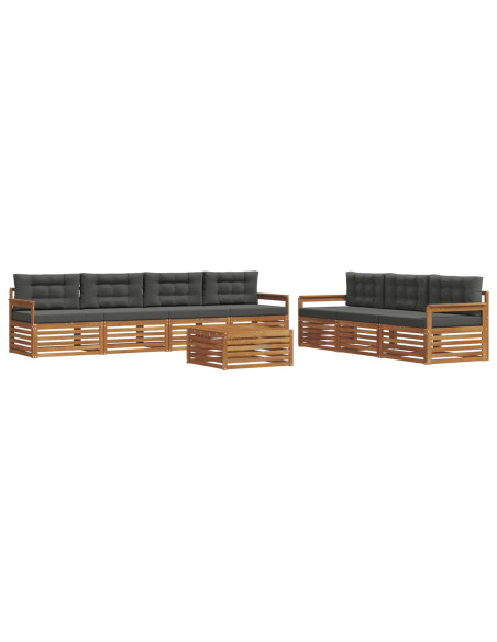 Set di divani da esterno con cuscino 8 pcs Naturale e Antracite