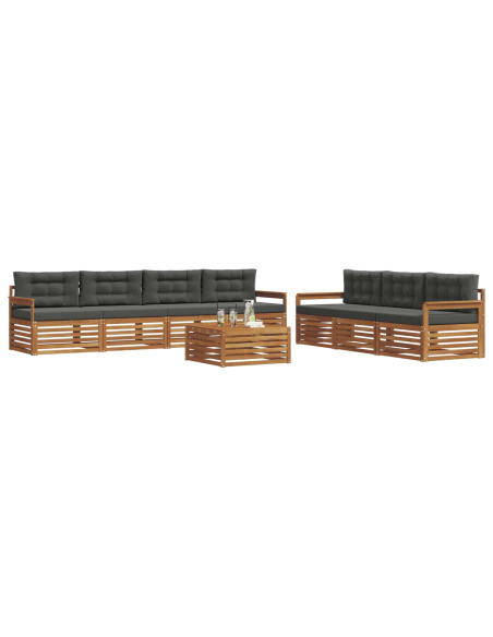 Set di divani da esterno con cuscino 8 pcs Naturale e Antracite