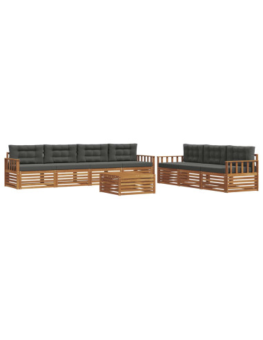 Set di divani da esterno con cuscino 8 pcs Naturale e Antracite