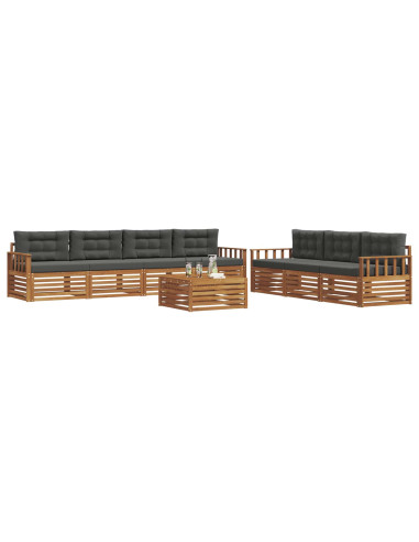 Set di divani da esterno con cuscino 8 pcs Naturale e Antracite