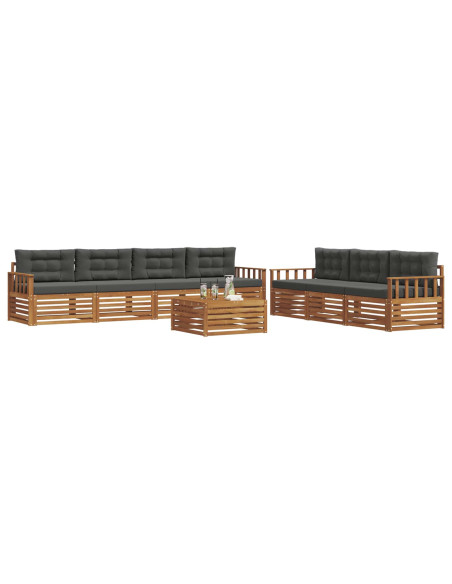 Set di divani da esterno con cuscino 8 pcs Naturale e Antracite