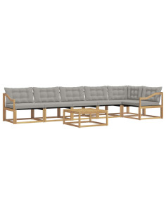 Set di divani da esterno 7 pcs Bianco e Grigio Chiaro 2