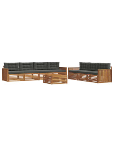 Set di divani da esterno con cuscino 8 pcs Naturale e Antracite 2