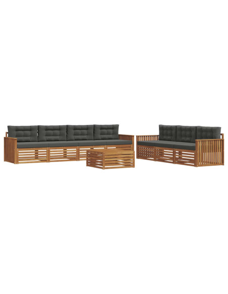 Set di divani da esterno con cuscino 8 pcs Naturale e Antracite