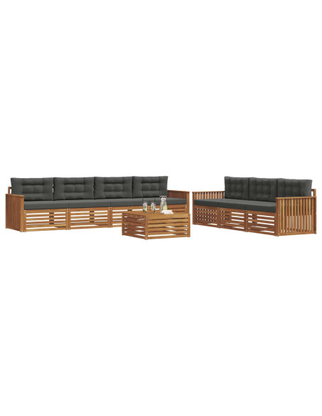 Set di divani da esterno con cuscino 8 pcs Naturale e Antracite