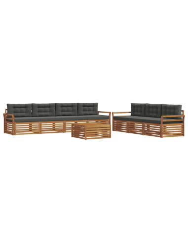 Set di divani da esterno con cuscino 8 pcs Naturale e Antracite
