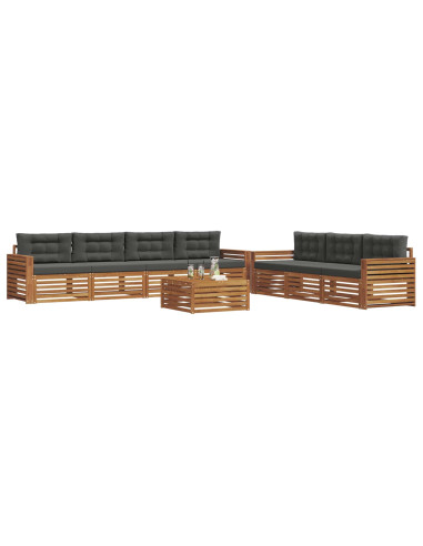 Set di divani da esterno con cuscino 8 pcs Naturale e Antracite