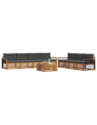 Set di divani da esterno con cuscino 8 pcs Naturale e Antracite