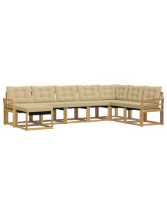 Set di divani da esterno con cuscino 8 pcs Bianco e Beige 2