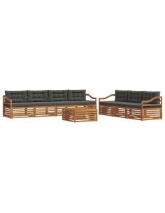 Set di divani da esterno con cuscino 8 pcs Naturale e Antracite 2