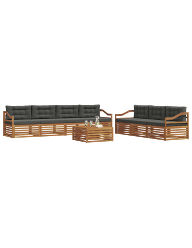 Set di divani da esterno con cuscino 8 pcs Naturale e Antracite