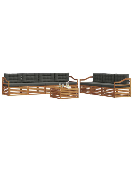 Set di divani da esterno con cuscino 8 pcs Naturale e Antracite