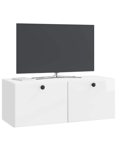 Mobile Porta TV da Muro Bianco Lucido 78,5 x 31 x 30 cm