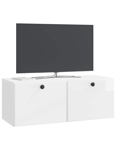 Mobile Porta TV da Muro Bianco Lucido 78,5 x 31 x 30 cm