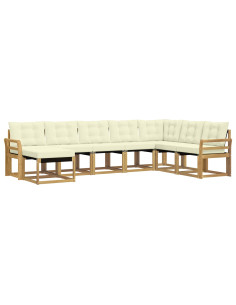 Set di divani da esterno con cuscino 8 pcs Bianco e Crema 2