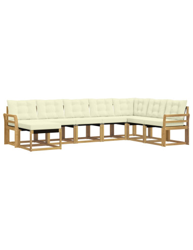 Set di divani da esterno con cuscino 8 pcs Bianco e Crema