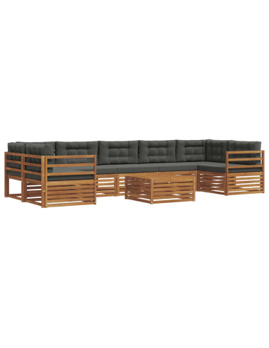 Set di divani da esterno con cuscino 8 pcs Naturale e Antracite