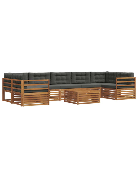 Set di divani da esterno con cuscino 8 pcs Naturale e Antracite
