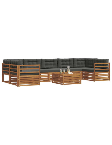 Set di divani da esterno con cuscino 8 pcs Naturale e Antracite