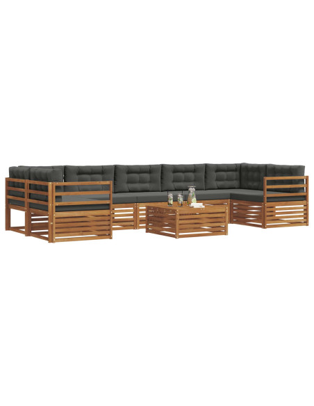 Set di divani da esterno con cuscino 8 pcs Naturale e Antracite