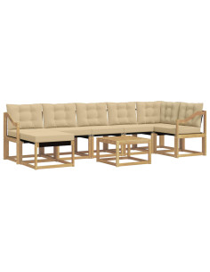 Set di divani da esterno con cuscino 8 pcs Bianco e Beige 2