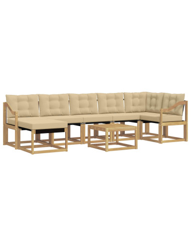 Set di divani da esterno con cuscino 8 pcs Bianco e Beige