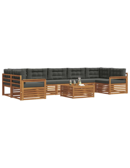 Set di divani da esterno con cuscino 8 pcs Naturale e Antracite