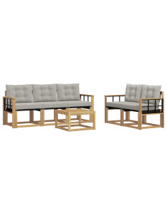 Set di divani da esterno 6 pcs Bianco e Grigio Chiaro 2