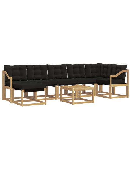Set di divani da esterno con cuscino 8 pcs Bianco e Nero