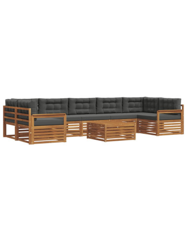 Set di divani da esterno con cuscino 8 pcs Naturale e Antracite