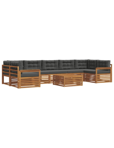 Set di divani da esterno con cuscino 8 pcs Naturale e Antracite