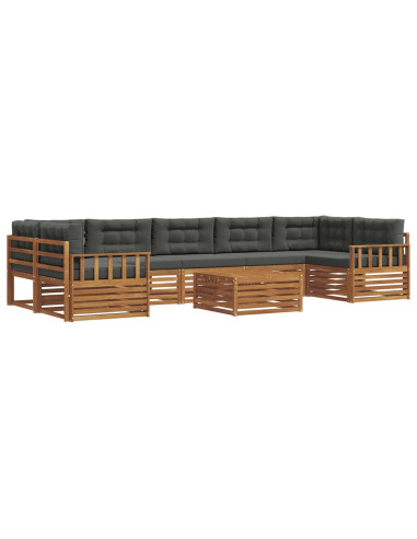 Set di divani da esterno con cuscino 8 pcs Naturale e Antracite