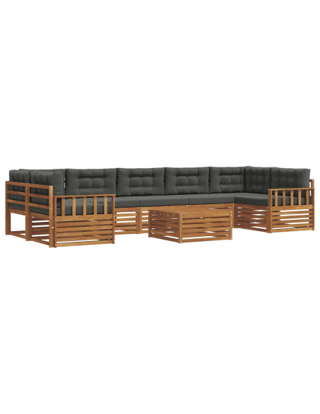Set di divani da esterno con cuscino 8 pcs Naturale e Antracite