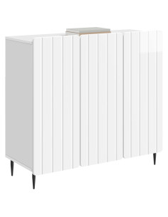 Credenza Bianco Lucido 89 x 34,5 x 82 cm Legno ingegnerizzato 2