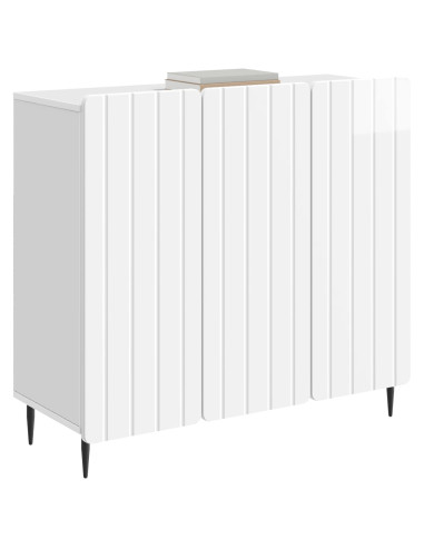 Credenza Bianco Lucido 89 x 34,5 x 82 cm Legno ingegnerizzato