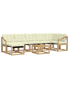 Set di divani da esterno con cuscino 8 pcs Bianco e Crema 2