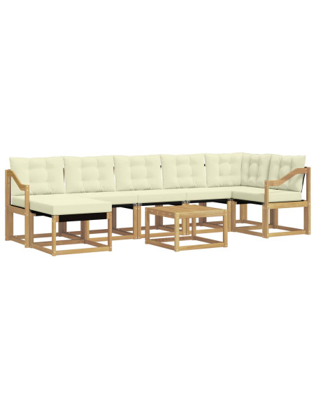 Set di divani da esterno con cuscino 8 pcs Bianco e Crema