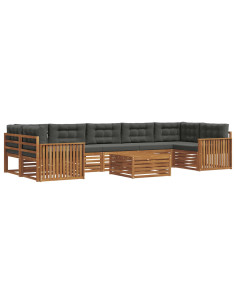 Set di divani da esterno con cuscino 8 pcs Naturale e Antracite 2