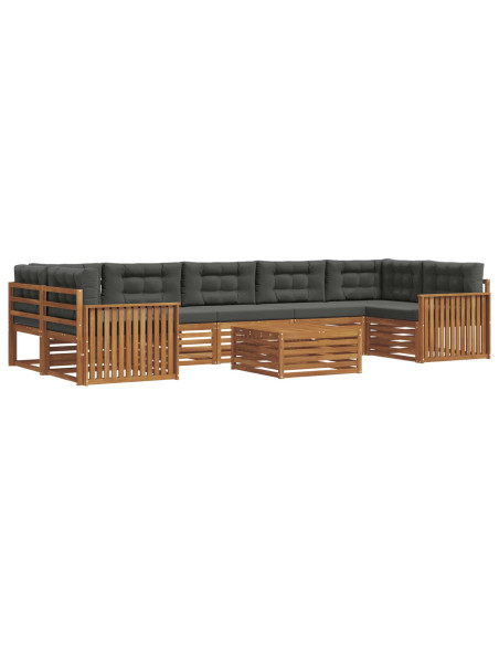 Set di divani da esterno con cuscino 8 pcs Naturale e Antracite