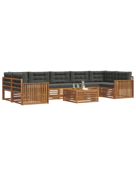 Set di divani da esterno con cuscino 8 pcs Naturale e Antracite