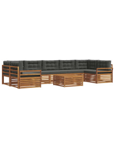 Set di divani da esterno con cuscino 8 pcs Naturale e Antracite 2