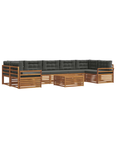 Set di divani da esterno con cuscino 8 pcs Naturale e Antracite