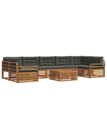 Set di divani da esterno con cuscino 8 pcs Naturale e Antracite